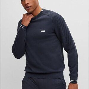 NWT BOSS Green by Hugo Boss Rolet Men's Knitwear Logo Sweater Dark Blue M